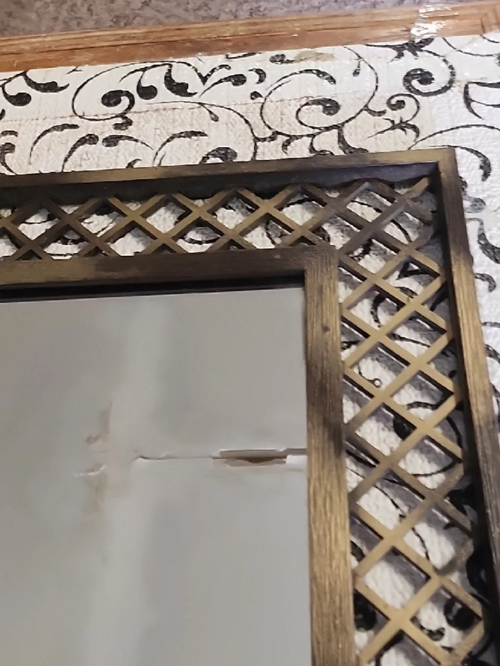 Wood Framed Rectangular Wall Mirror - Bronze Finish